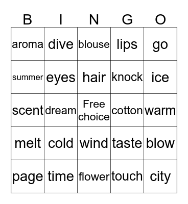 Fic Bingo Card