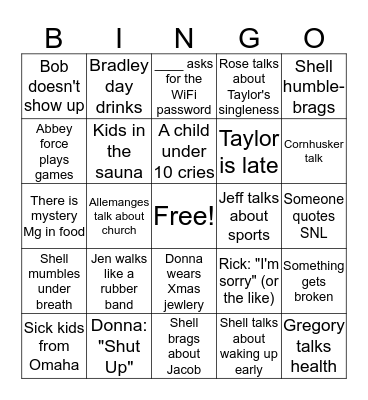 Gaul Family Bingo! Bingo Card