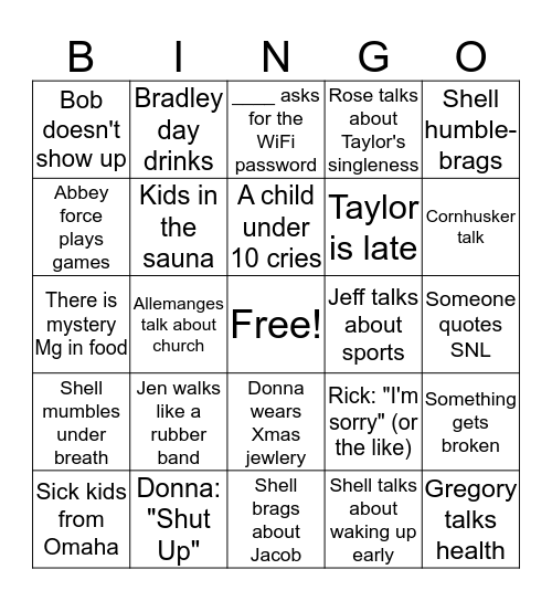 Gaul Family Bingo! Bingo Card