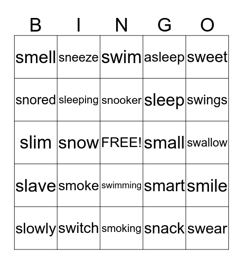 LET'S SAY BINGO!!! Bingo Card