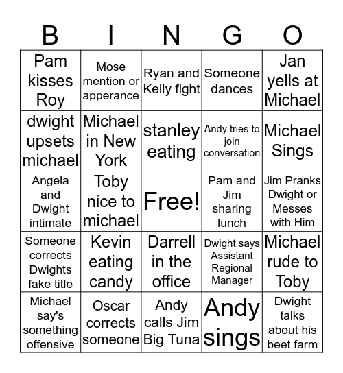 The Office Bingo Challenge Bingo Card