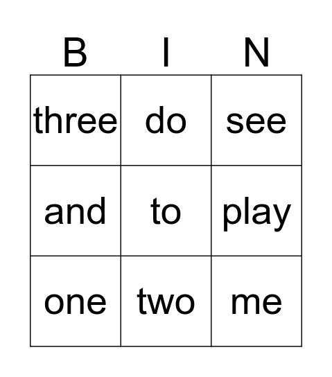 Sight Words: Decodable Reader Bingo Card