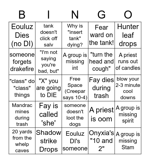 OSR Group 2 Bingo Card