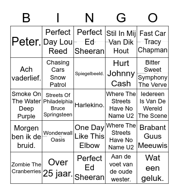 Muziekbingo Card