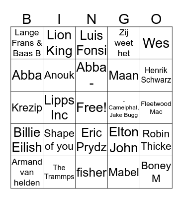 Oud en Nieuw Bingo Card