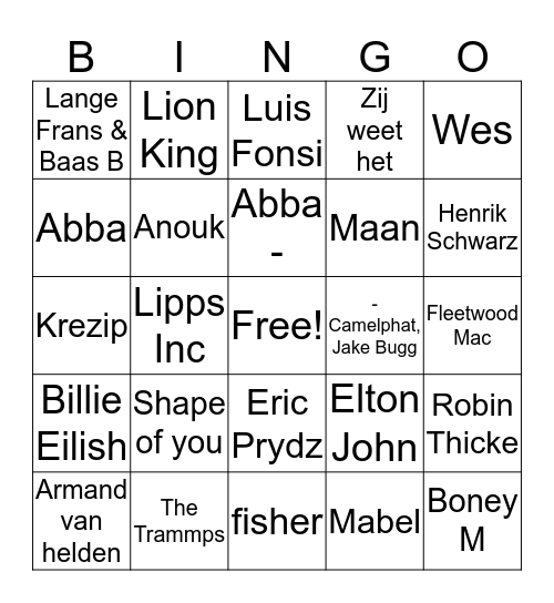 Oud en Nieuw Bingo Card