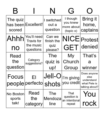Commissioner Bob BINGO Card
