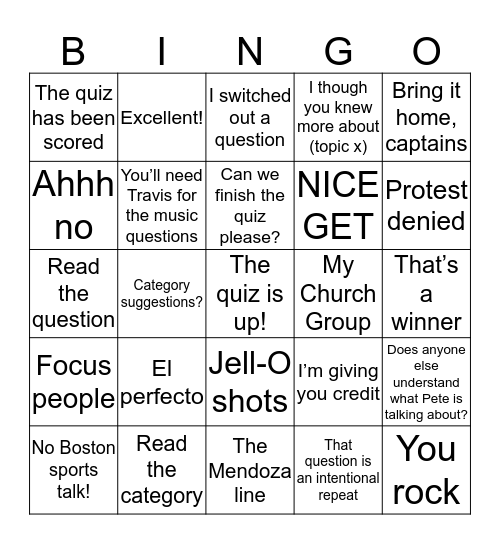 Commissioner Bob BINGO Card