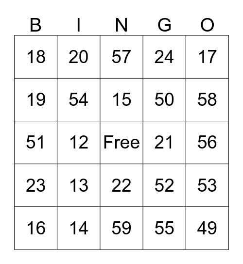 Nieuwjaarsbingo leeftijden Bingo Card