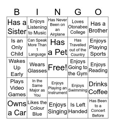 O-House Bingo Card