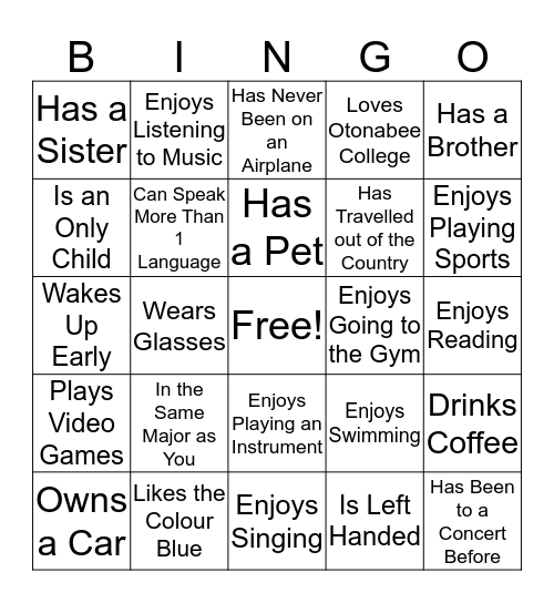 O-House Bingo Card