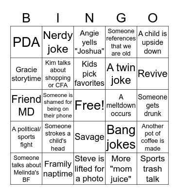 Family Bingo Card