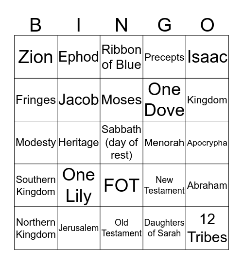 Raising the Chosen Bingo Card