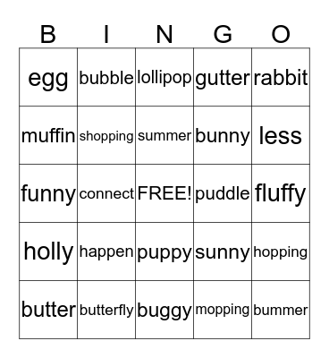 Double Consonants Bingo Card