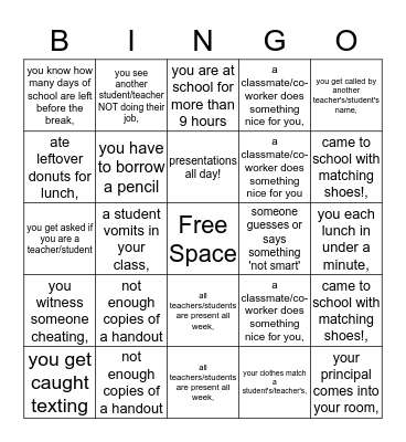 #recharge Bingo Card