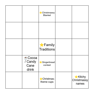 Christmas Movie Bingo Card