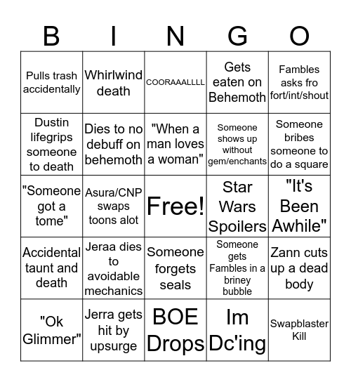 Murloc Throne Mythic Shitfest Bingo Card