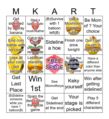 Mario Kart Bingo Battle Bingo Card