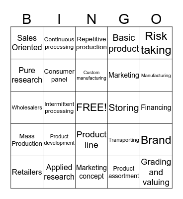 unit 5 vocab Bingo Card