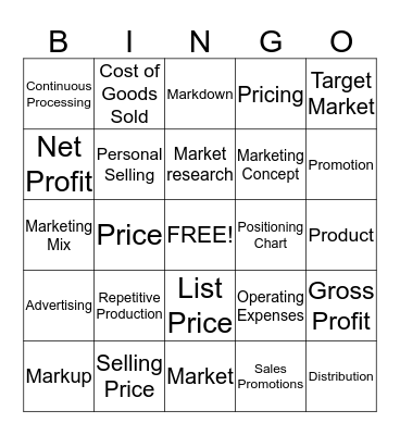 Unit 5 Bingo Card