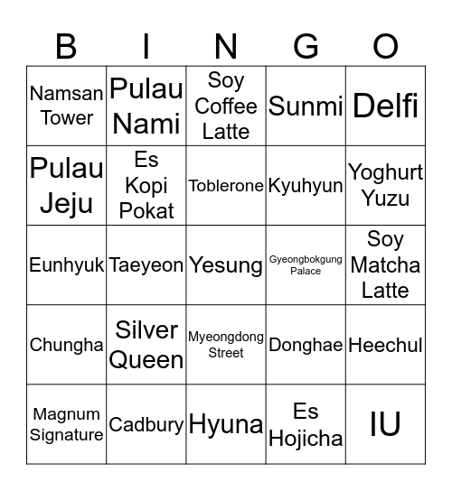 Bingo With Gyul Bingo Card