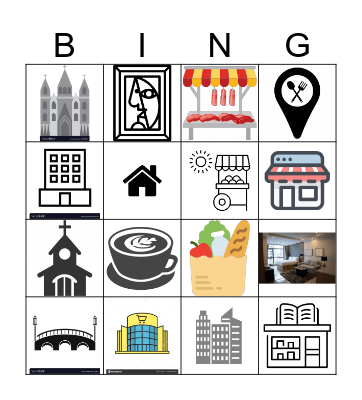 Les endroits Bingo Card