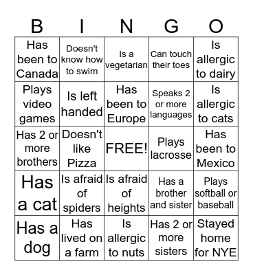 One Love Team Bingo Card