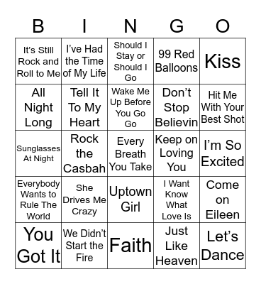 1980s SINGO  Bingo Card