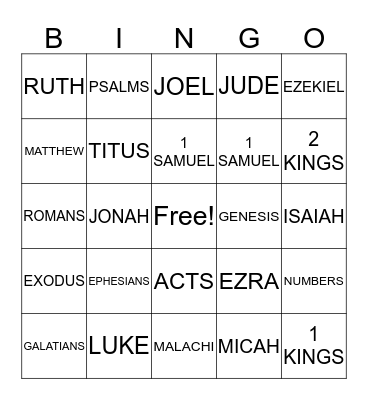 BIBLE BINGO Card