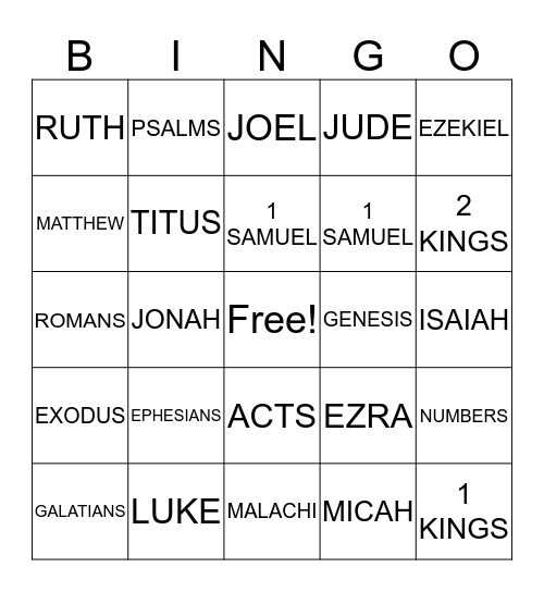 BIBLE BINGO Card