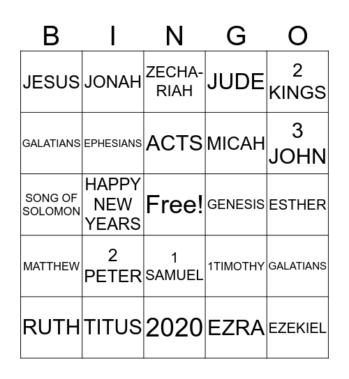 BIBLE BINGO Card