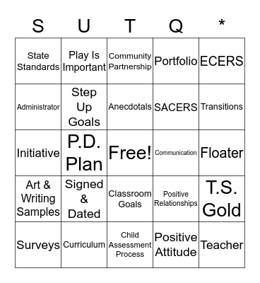 Step Up To Quality Bingo Card
