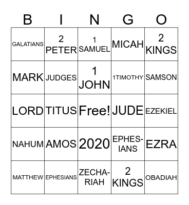 BIBLE BINGO Card