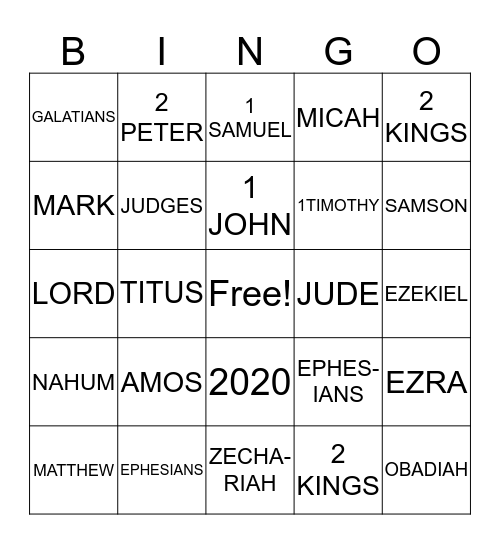 BIBLE BINGO Card