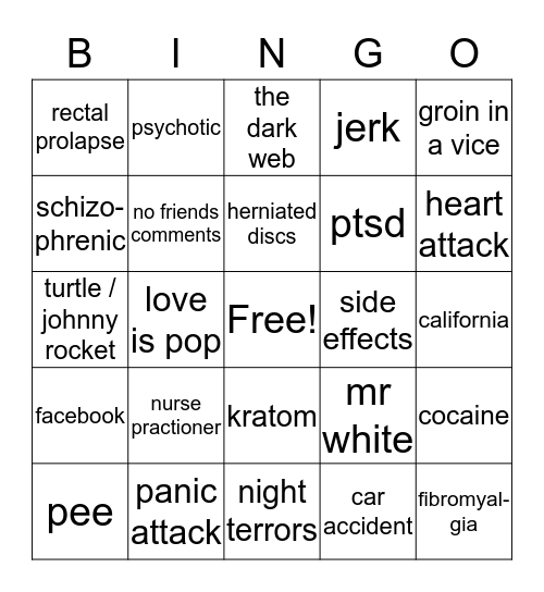 FILTERED Bingo Card