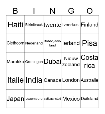 FA landen bingo  Bingo Card