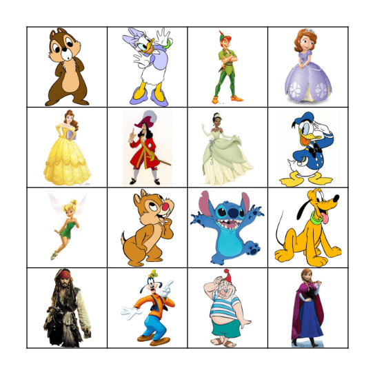 Disney Dream Bingo Card