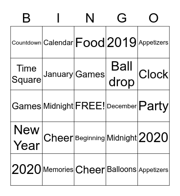 Happy New Years  Bingo Card
