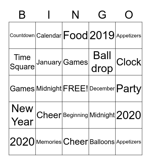 Happy New Years  Bingo Card
