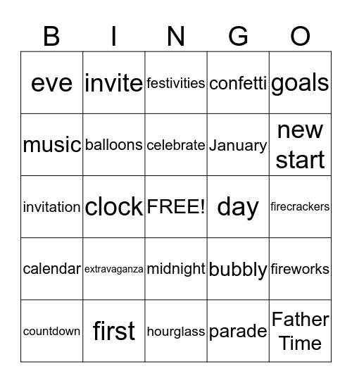 HAPPY NEW YEAR! Bingo Card