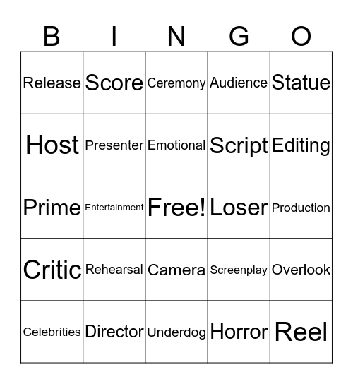 Golden Globes BINGO Card