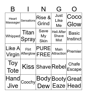 Pure Romance Bingo Card