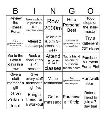 The Fitness Portal Bingo Card