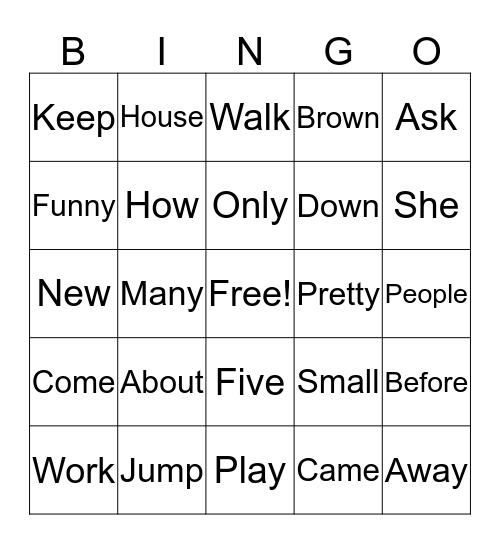 Sight Word #1 Bingo Card