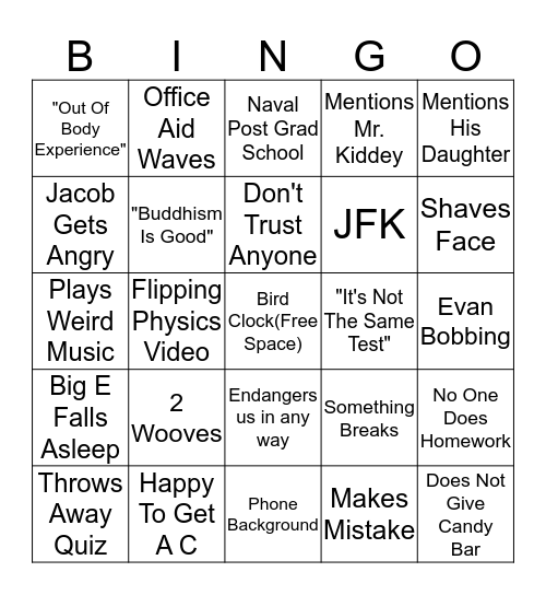 Mr. Grey Bingo Card