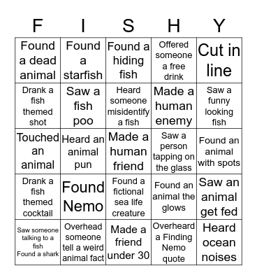 Fishy Why Are You Sleeping!? Bingo Card