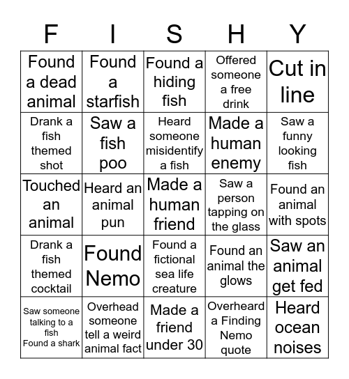 Fishy Why Are You Sleeping!? Bingo Card