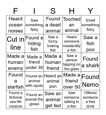 Fishy Why Are You Sleeping!? Bingo Card