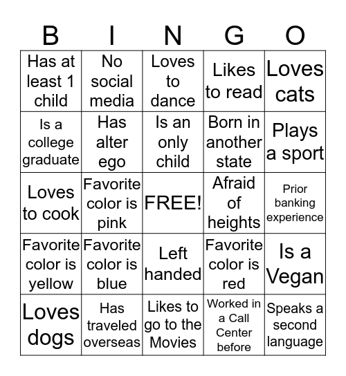 People Bingo Card