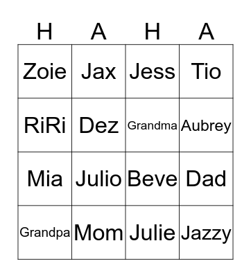 Family Loteria  Bingo Card